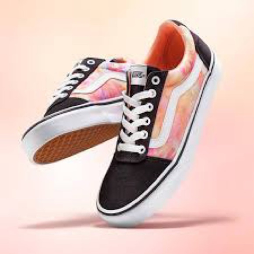 Vans Ward Tie Dye Salmon/Multicolor Canvas Skate Shoes